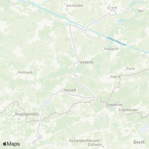 De Lijn Geel - Oevel - Westerlo - Blauberg - Herselt - Aarschot map