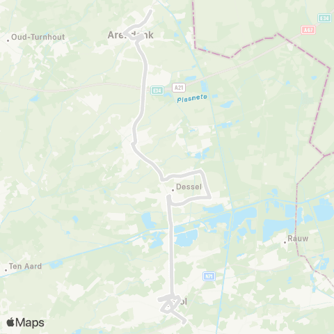 De Lijn Mol - Dessel - Witgoor - Retie - Arendonk map