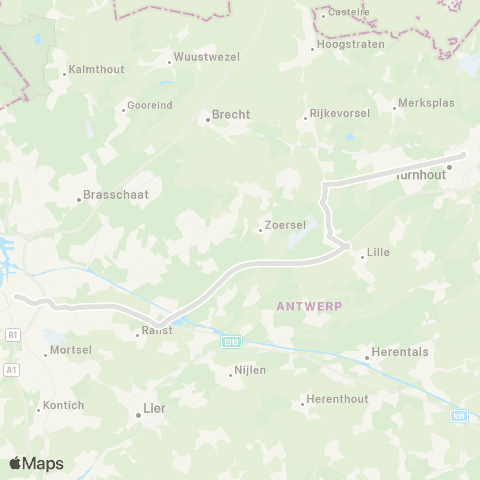 De Lijn Snelbus Antwerpen - Wechelderzande - Turnhout map