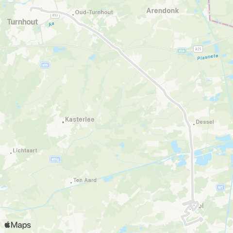 De Lijn Mol TISP - Dessel - Retie - Oud-Turnhout - Turnhout map