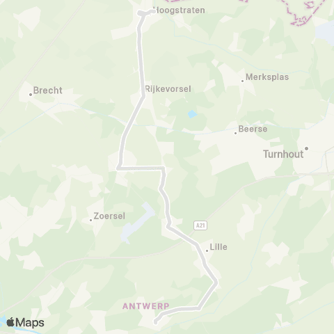 De Lijn Vorselaar - Malle - Hoogstraten map