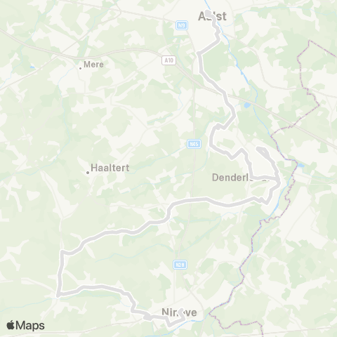 De Lijn Aalst - Denderleeuw Hemelrijk - Aspelare - Ninove map