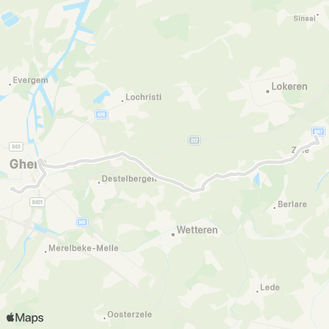 De Lijn Gent Sint-Pieters - Destelbergen - Kalken - Overmere-Zele map