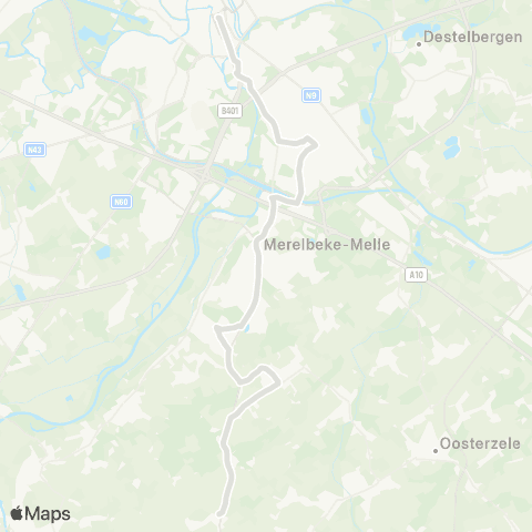 De Lijn Gent Zuid - Flora - Merelbeke - Bottelare - Baaigem map