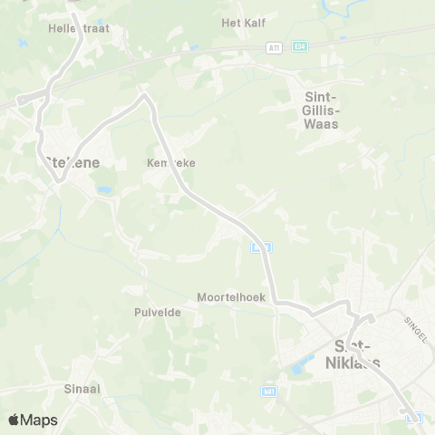 De Lijn Sint-Niklaas - Stekene - Hellestraat map