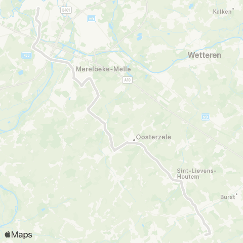 De Lijn Gent Sint-Pieters - Merelbeke - Lemberge - Herzele map