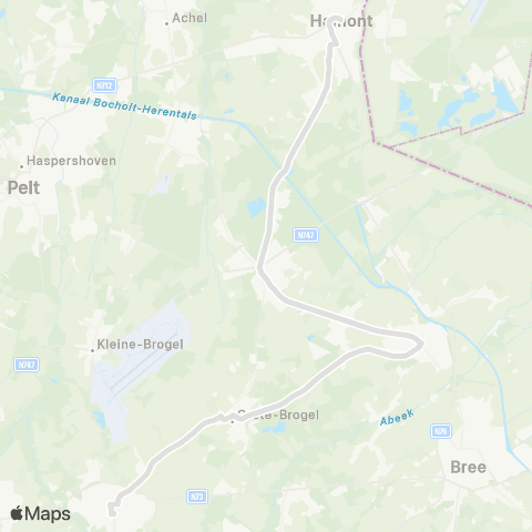 De Lijn Peer - Hamont map