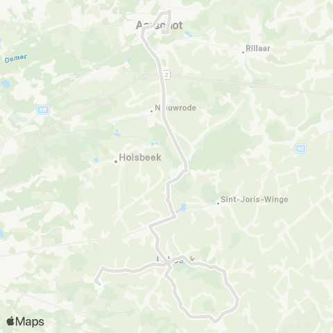 De Lijn Pellenberg - Lubbeek - Binkom - Kerkom - Aarschot map