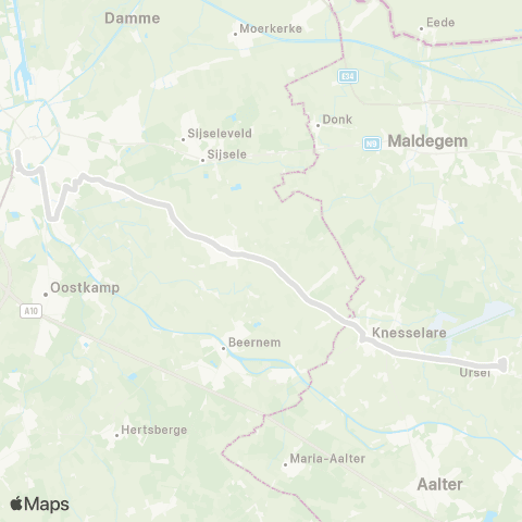 De Lijn Brugge - Oedelem - De Hoorn - Knesselare - Ursel map