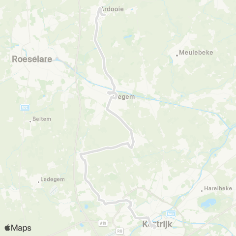 De Lijn Kortrijk - Heule - Gullegem - Lendelede - Izegem - Ardooie map