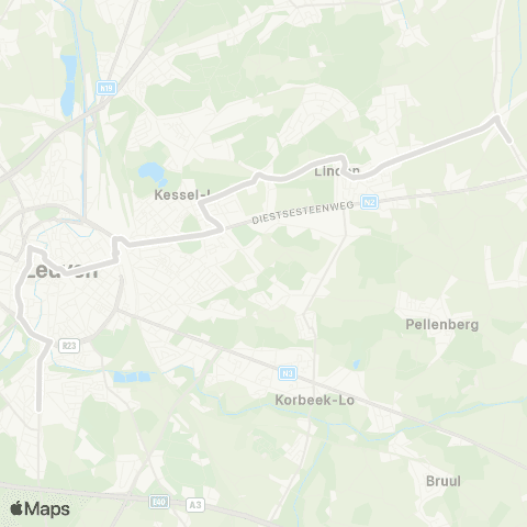 De Lijn Lubbeek Geestbeek - Leuven - Heverlee map