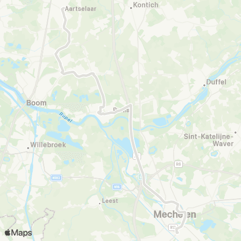 De Lijn Snelbus Aartselaar - Rumst - Mechelen map