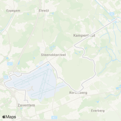De Lijn Kampenhout - Zaventem Atheneum map
