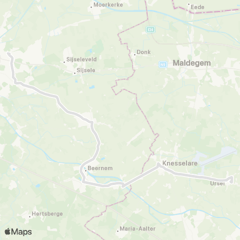 De Lijn Sint-Kruis - Oedelem - Beernem - Knesselare - Ursel map