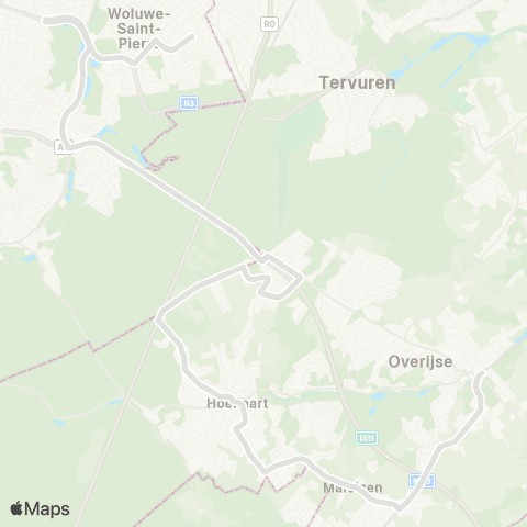 De Lijn Overijse - Hoeilaart - Sint-Pieters-Woluwe map