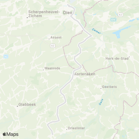 De Lijn Neerlinter - Kortenaken - Loksbergen - Diest map
