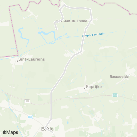 De Lijn Eeklo - Watervliet - Sint-Jan-In-Eremo map