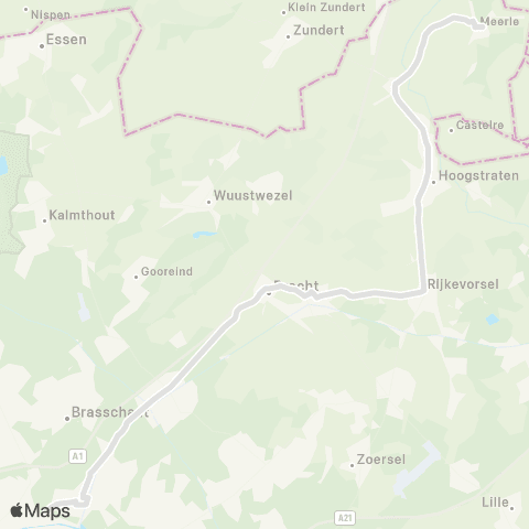 De Lijn Meerle - scholen Schoten via Rijkevorsel map