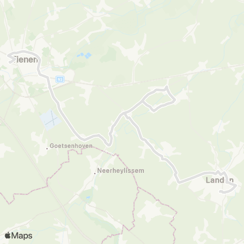 De Lijn Tienen - Overhespen - Neerwinden - Landen map