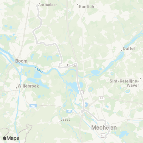De Lijn Snelbus Aartselaar - Rumst - Mechelen map