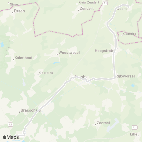 De Lijn Meerle - scholen Schoten via Rijkevorsel map