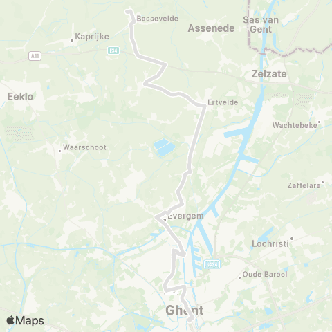 De Lijn Gent Zuid - Evergem - Ertvelde - Oosteeklo - Bassevelde map