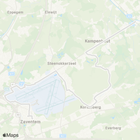 De Lijn Kampenhout - Zaventem Atheneum map