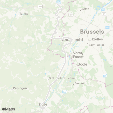 De Lijn Zellik - Dilbeek - Anderlecht - Halle map