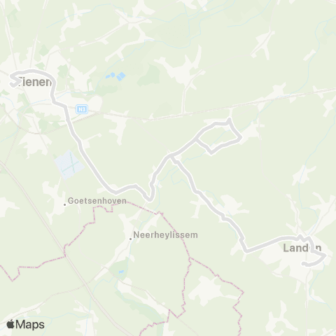 De Lijn Tienen - Overhespen - Neerwinden - Landen map