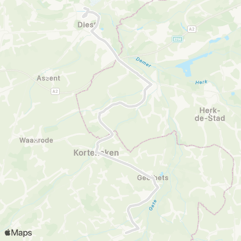 De Lijn Budingen - Geetbets - Kortenaken - Halen - Diest map