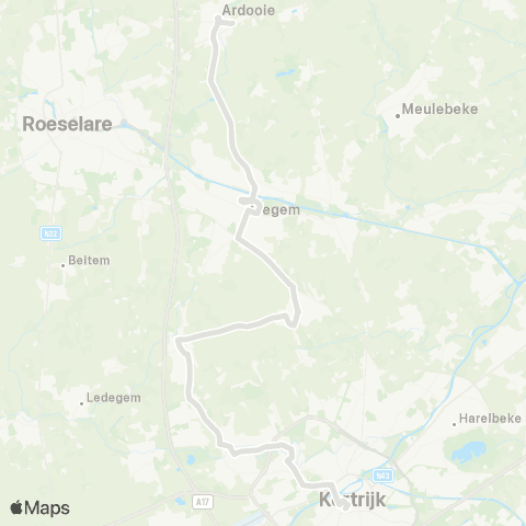 De Lijn Kortrijk - Heule - Gullegem - Lendelede - Izegem - Ardooie map