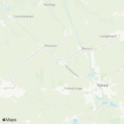 De Lijn Poperinge - Woesten - Elverdinge - Langemark map