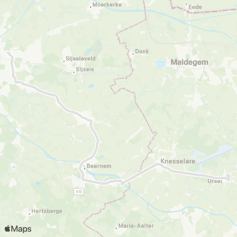 De Lijn Sint-Kruis - Oedelem - Beernem - Knesselare - Ursel map