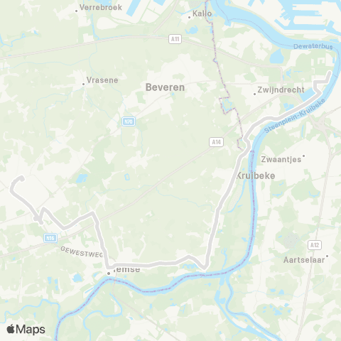 De Lijn Sint-Niklaas - Temse Eigenlo - Rupelmonde - Antwerpen L.O. map