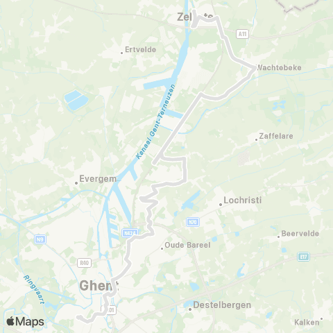 De Lijn Gent Sint-Pieters - Oostakker Edugo - Wachtebeke - Zelzate map