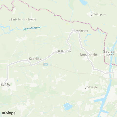 De Lijn Eeklo - Kaprijke - Bassevelde - Assenede - Zelzate map