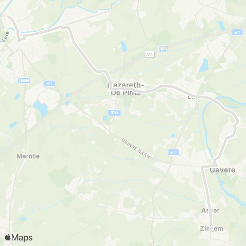 De Lijn Deinze - Nazareth - Eke - Semmerzake - Gavere - Zingem map
