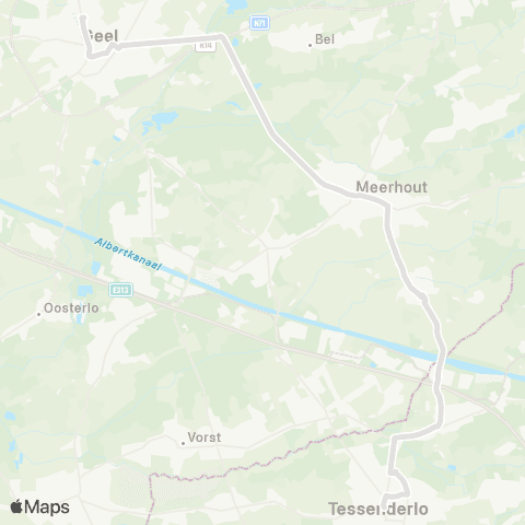 De Lijn Tessenderlo - Meerhout - Geel map