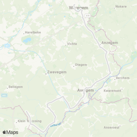 De Lijn Waregem - Anzegem - Avelgem - Spiere-Helkijn - Kooigem map