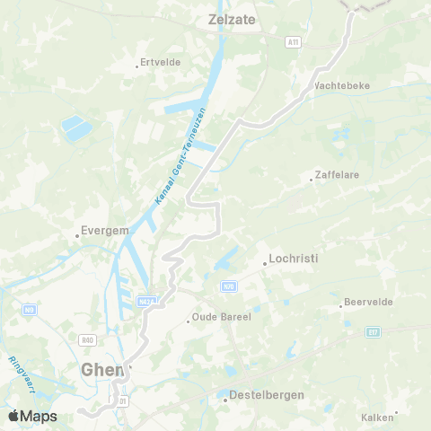 De Lijn Gent Sint-Pieters - Oostakker Edugo - Wachtebeke - Overslag map