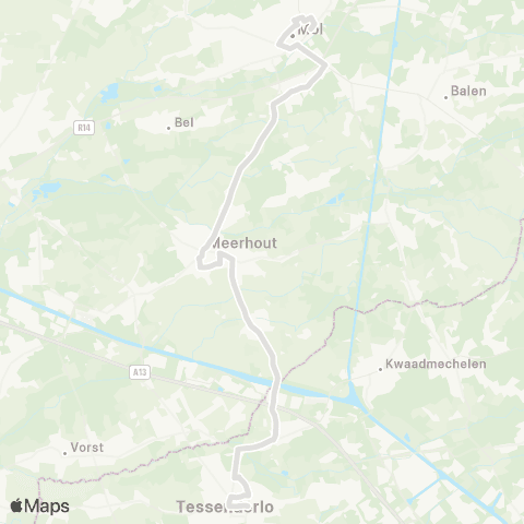 De Lijn Tessenderlo - Meerhout - Mol map