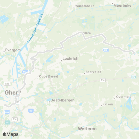 De Lijn Gent Sint-Pieters - Oostakker Edugo - Zaffelare - Lokeren map