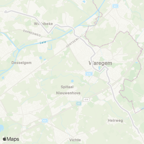 De Lijn Anzegem - Waregem - Wielsbeke - Oostrozebeke map