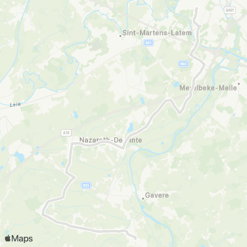 De Lijn Zingem - Lozer - Nazareth - Zevergem - Gent Sint-Pieters map