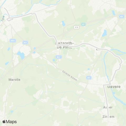 De Lijn Deinze - Nazareth - Eke - Semmerzake - Gavere - Zingem map