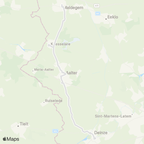 De Lijn Maldegem - Aalter - Deinze Station map