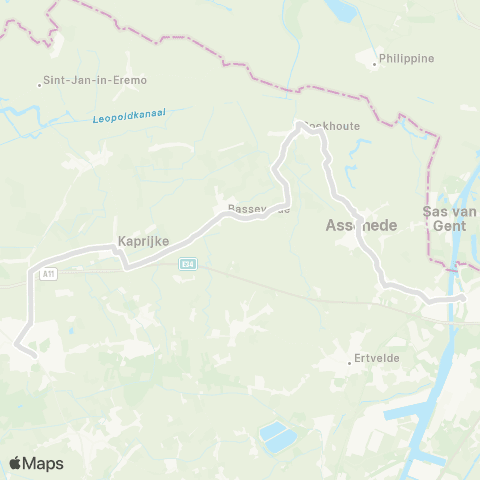 De Lijn Eeklo - Kaprijke - Bassevelde - Assenede - Zelzate map