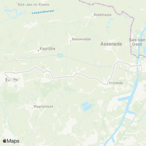 De Lijn Eeklo - Lembeke - Oosteeklo - Ertvelde - Stoepe - Zelzate map