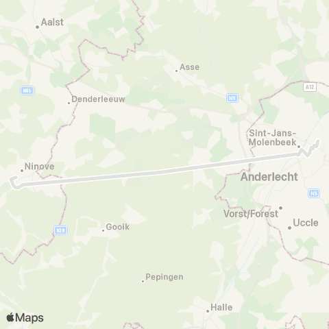 De Lijn Snelbus Brussel Noord - Roosdaal - Ninove map