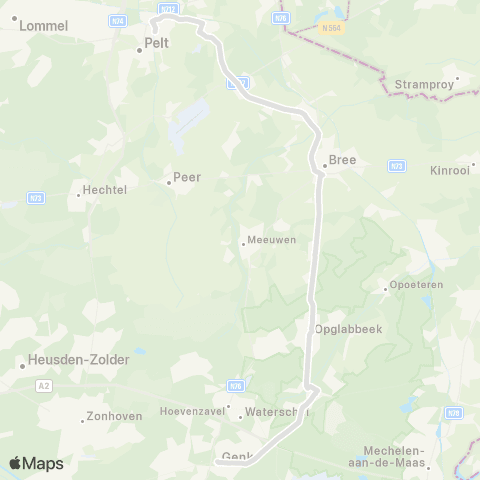 De Lijn Genk - Neerpelt Sneldienst map